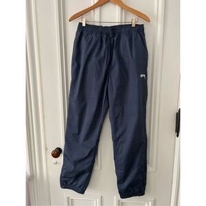NWOT Stussy navy blue and black plaid nylon track pants S